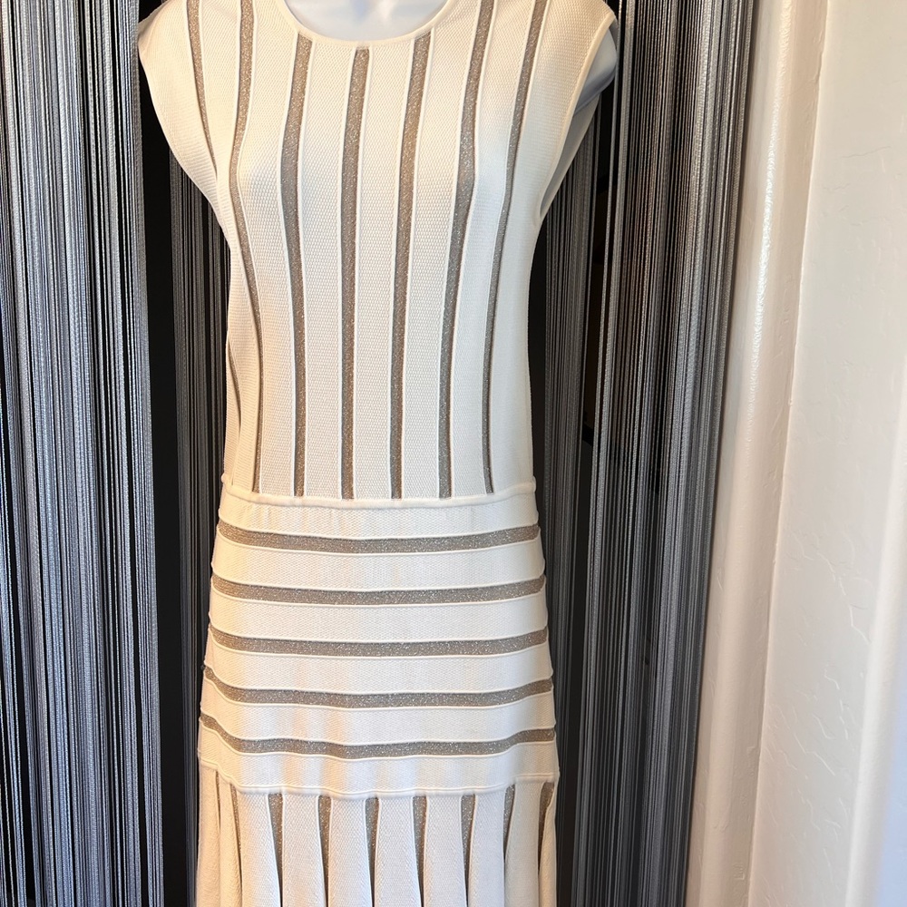 Beautiful creamy white dress with silver accents